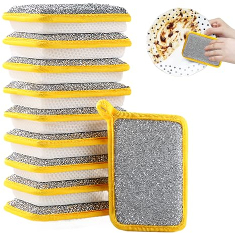 Spugna per lavare i piatti, panno da cucina bifacciale, spugna assorbente multiuso, panno per la pulizia delle ciotole, strumento per la pulizia dei piatti della cucina (10 pezzi)