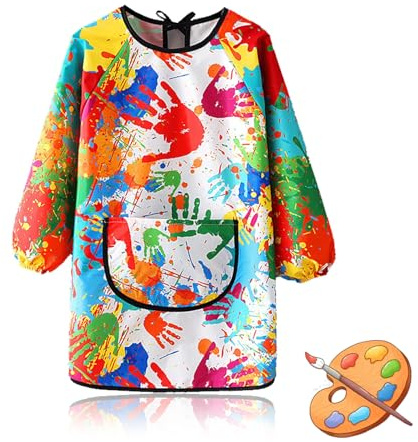 Bata de pintura escolar de primera clase, bata de pintura para niños de 8 a 10 años, impermeable para niños, delantal de tinta con bolsillos grandes, delantal para pintar, para niños y niñas a partir