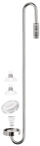 Clscea Difusor de CO2 de acero inoxidable para acuario, atomizador de CO2 con gancho en S con válvula de retención integrada y disco reemplazable para tanque de plantas de acuario, 40 cm de largo