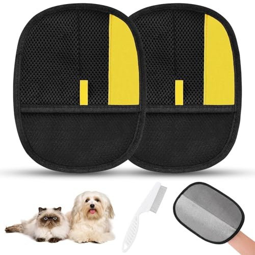 SAWMONG Pet Hair Removal Glove, 2Pcs Cat & Dog Reusable Pet Hair Remover Gloves New Upgrade, Grooming Pet Hair Remover Tool, Alternative to Lint Rollers
