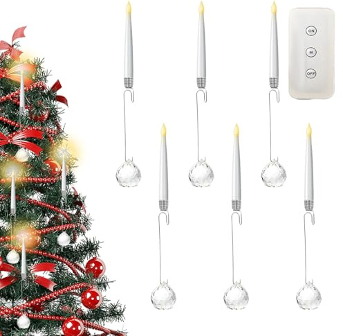 LED-julgransljus | flamlösa dekorativa lampor för elektriska | 6 stycken festdekoration med fjärrkontroll för inomhus- och utomhusdekoration