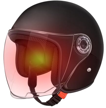 Motorcycle Half Helmet - DOT Certified Protective Gear, Lightweight ABS head Shell, headgear Removable Sun Visor with Fiberglass Construction, Adventure Riding Open Face Helmet for Men Women Street