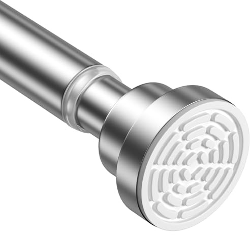 Shower Curtain Pole,Extendable Curtain Poles 79-195Cm,Shower Poles Extendable No Drill,Shower Curtain Rail Non-Slip,Sliver Shower Pole For Bathroom,Kitchen,Bedroom,Diameter:22 Mm