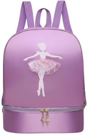 LeeQinersw Sac de Danse pour Enfants Sac à Dos Compartiment Chaussures Motif Fille Design Élégant Matière Solide Convient pour Sorties, Violet, Standard