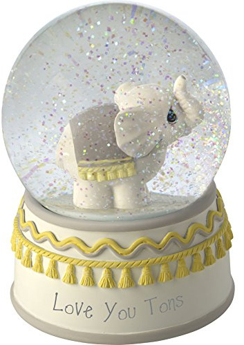 Precious Moments 179303 Love You Tons Resin/Glass Elephant Musical Snow Globe, Gray Chevron