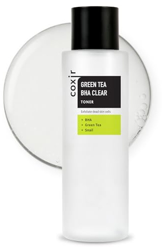 COXIR Grüntee BHA Toner (150ml, 5,07 fl.oz.) | BHA Peeling | Kühlende Hautpflege | Klärend