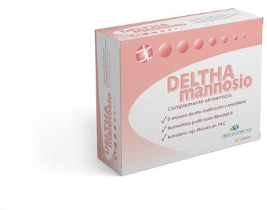 Deltha Mannosio Integratore Alimentare di D-mannosio Puro Ad Alto Dosaggio 1000 Mg, Nucleotidi e Mirtillo Rosso (cranberry) - 20 Bst, color Bianco, 656 ml