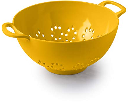 Zeal Melamine Berry Colander Small Kitchen Strainer Sieve with Easy Grip Handles, 15cm, Mustard Yellow
