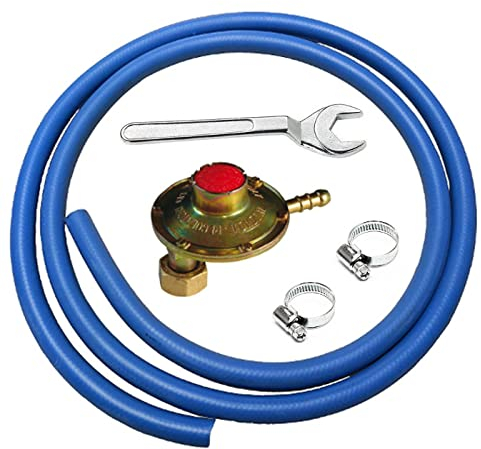 OPIROS Promo Box Regolatore A Taratura Fissa Verticale + Tubo mt.1,5 + Fascette + Chiave per Gas per Stufe Barbecue BBQ