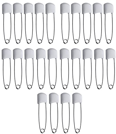 Windel-Sicherheitsnadeln, 5.3 cm Windel, Kunststoff, Stecknadeln, langlebiger Kopf, Edelstahl, ideal für Frottee-Quadrate und vorgefaltete Windeln (24 Stück)