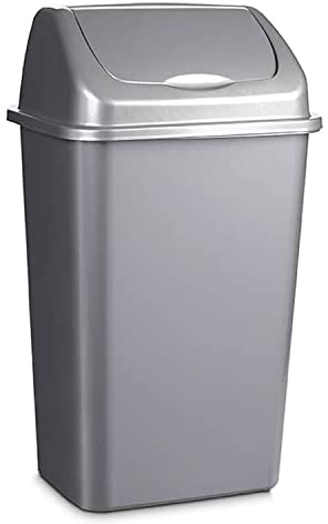 CABLEPELADO Papelera plastico basculante, Cubo basura basculante, Basura plástico tapa basculante, 40 cm altura x 20 cm ancho x 15 cm fondo, PP5 Plástico resistente, Capacidad 9 Litros, Gris
