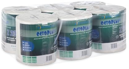 ZPAPER 𝗡𝗢𝗩𝗜𝗧𝗔' - 6 Rotoli Asciugatutto - Rotoloni Asciugatutto Pura Cellulosa, 2 Veli. Bobine carta asciugatutto