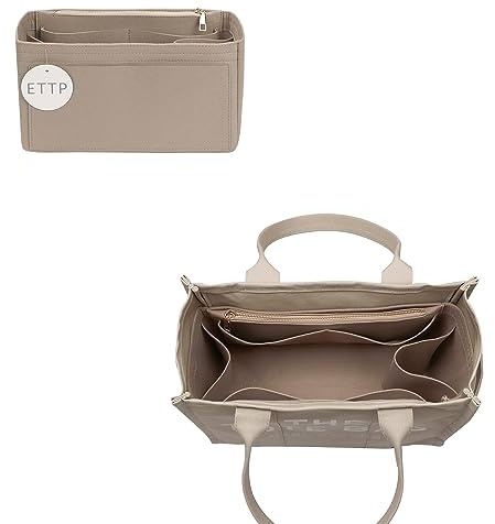 ETTP Purse Organizer Insert For Handbags, Tote Bag Organizer Insert, Compatible with MJ Tote and Onthego (Small, Beige)