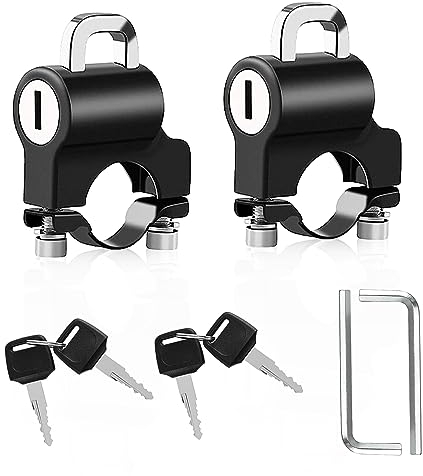 RYAN 2 Pezzi Lucchetto Casco Moto Antifurto Blocca Casco per Moto con 4 Chiavi e Accessori Gancio Casco Moto per Tubi Manubrio Moto Biciclette o Scooter (22mm)