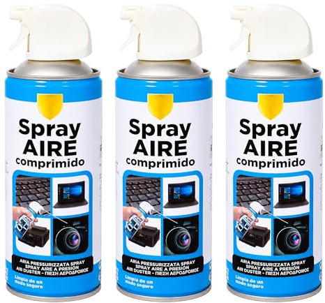 Spray de Aire Comprimido 200ml para Limpar Teclado, Ordenador, Cámara - Compresor de Aire para Limpieza (Pack 3)