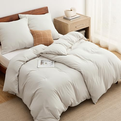 BEDSURE Bettwäsche 135x200 4teilig Natur - Weiche Vorgewaschene ÖKO-TEX Polyester Mikrofaser Bettwäsche-Set, 2 Bettbezug 135x200 cm mit Reißverschluss und 2 Kissenbezüge 80x80 cm