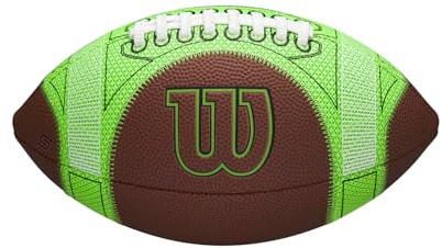 Wilson Balón de Fútbol Americano GST Speedskin Hylite, Hecho de Cuero Speedskin con Guías de Entrenamiento Verdes, Mejor Visibilidad