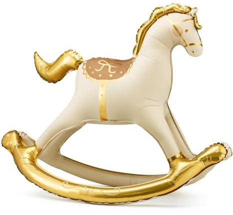 Globo de papel de aluminio con forma de caballo balancín – 106 × 86 cm – Relleno de aire – Baby Shower, nacimiento, bautizo