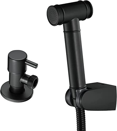Handheld Bidet Sprayer Diaper Shattaf Douche Complete Bidet Set with Hose,Black with Angle Valve