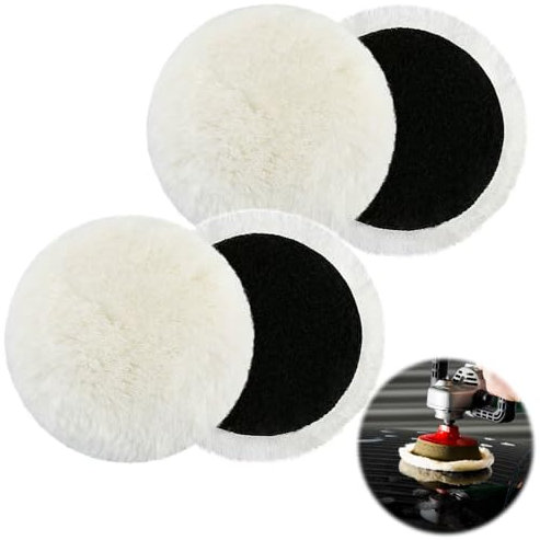 Accesorio de pulido compatible con lijadora orbital Bosch de 125 mm, 4 unidades, almohadillas de pulido de lana de cordero, almohadillas de pulido para lijadora excéntrica con , suelo de corcho, faros