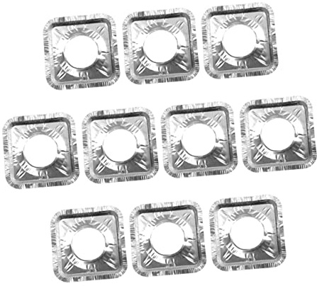 Ipetboom Couvre-brûleur de Cuisinière Carré 10 Pièces en Papier D'aluminium Résistant la Chaleur L’huile, Doublure Réutilisable pour Plaque de Cuisson à Gaz, Protection
