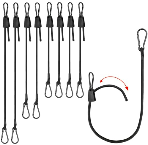 8er Set Verstellbar Spanngummi mit Karabiner, 100cm, 60cm, 30cm, Expander mit Haken, Expander mit Karabinerhaken, Gepäckspanner Schwarz, für Sonnensegel,Garten,Ladung,Tarps,Auto,Fahrrad und Outdoor