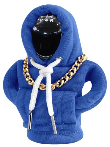VAGCARS Sudadera con capucha para palanca de cambios de coche, funda para palanca de cambios, funda para palanca de cambios con collar, accesorios universales para el interior del coche (Azul)