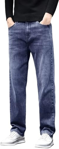 Generiska jeansbyxor herr slim fit: Jeans med fickor jeans raka ben denimbyxor lätta slip-byxor andningsbara fritidsbyxor nötningsbeständiga stretchjeans klassiska avslappnade utomhusbyxor, Mörkblå, S