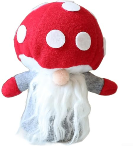 Colgante de hongo de Pascua sin rostro, paquete de 3 (10-12 cm), muñeca de tela para decoración del hogar navideña, felpa suave y adorno de césped relleno de algodón para jardín, mesa o estante (A)