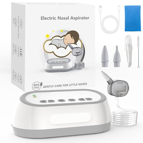Nasal Aspirator Baby,Rechargeable Equipped with 6 Adjustable Suction Levels | Night Light and Lullaby Soothing Function Nose Suckers, Led Lighting, Two Silicone Suction Head Nasal Aspirator