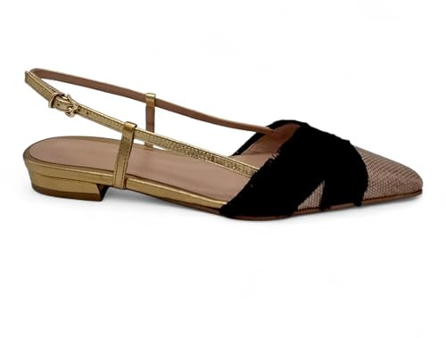 FESTA - Slingback Donna in Tessuto, manifattura Italiana. Cinturino Regolabile, Punta Affusolata, Tacco Basso Elegante. (Sistema Taglie Calzature EU, Adulto, Donna, Numero, Media, 41)