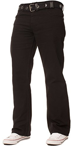 Enzo New Mens Loose Fit Denim Jeans Blue Free Belt (34 W X30L, Black)