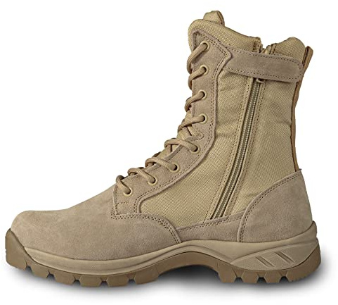LUDEY Andningsbara militärstövlar för män Commando Outdoor Desert Tactical Boots Stridsstövlar Army Patrol Boots Säkerhetspolisskor läder med dragkedja IDS-928-39EU
