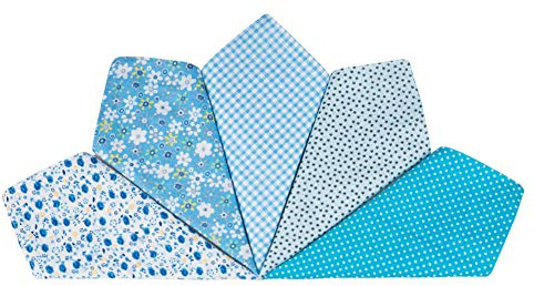 HOULIFE Ladies 100% 60S Cotton Handkerchiefs Womens Soft Vintage Blue Floral Print Hankies for Girls Wedding Party Mother’s Day Gift, 5/10 Pieces, 36x36cm
