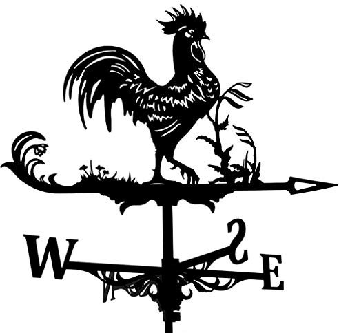 NSGJUYT Veleta de Viento Gallo de Acero Inoxidable Forma de Gallo WeatherVane Fence Mount Weather Vane Garden