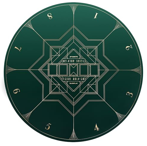 SLOWPLAY Nash 120cm Round Poker Mat for Texas Holdem | Portable Poker Table Top with Art Deco Layout Print, Hemmed Edges, Smooth Surface, and Premium Carrying Bag for Games Everywhere