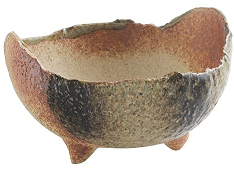 Wazakura Vaso Banko per Bonsai Forma di Mezzaluna Rustica Fatta a Mano Giapponese 12cm Realizzato in Giappone Vaso da Giardino in Ceramica, Vaso Decorativo per Fiori - Verde Sabbia