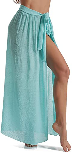 JFAN Wrap De Plage De Femmes Chiffon Maillot De Bain Plage Cover Up Sarong Couverture De Bikini Vacances Natation Ouverture Latérale Jupes Vert Taille Unique Vert