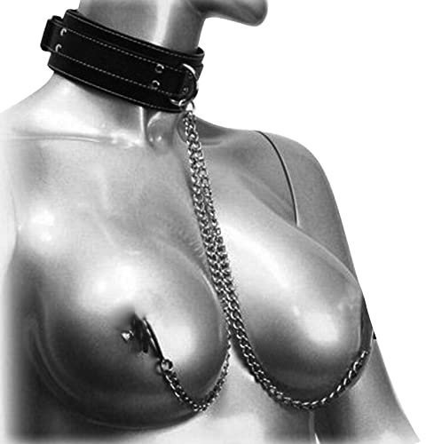 BIAOQINBO Bondage Einstellbar Nippelklemmen Halsband mit Busenkette, Fetisch Einstellbar Brustklammern Klitoris Clip SM Sexspielzeug BDSM Nippelspiel Erotik Spielzeug Für Frauen und Männer