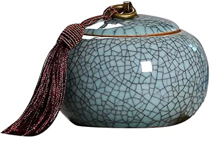 ZEALMAX Tarro sellado de cerámica china, recipiente de té de porcelana, tarro de almacenamiento de té/café/azúcar/lata/caja, A