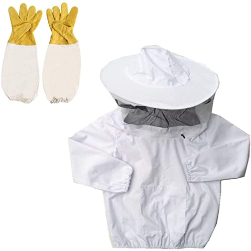 EHOTER Bienenschutzhandschuhe für Kinder, professionelle Imkerei-Kleidung – Imkerjacke, Überziehjacke, Imkereiausrüstung, Anzug mit Hut-Handschuhe für Kinder