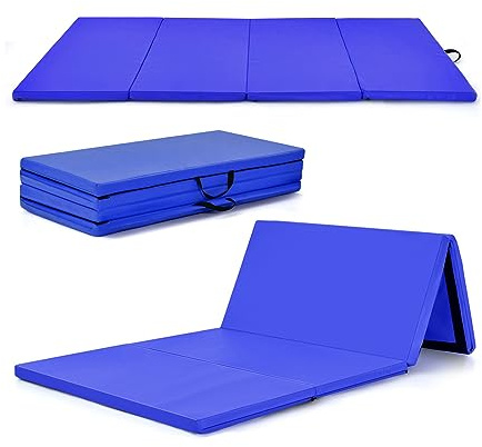 GOPLUS Colchoneta de Gimnasia Plegable, Colchoneta de Tumbling Plegable con Asas de Transporte, Cierres de Gancho y Bucle para Yoga, Estiramientos, Aeróbicos
