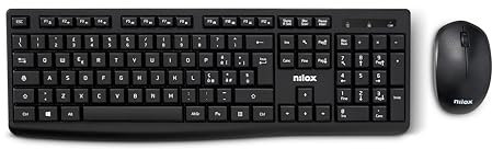 Nilox NXKMWIT012 - Kit de teclado y ratón inalámbrico de 10 m de alcance, teclado italiano, ratón con sensor óptico de 1600 DPI, compatible con Windows, Linux y Mac