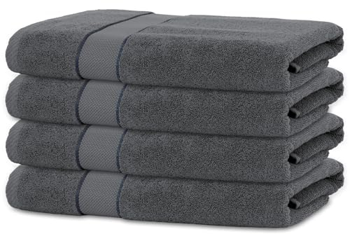 BANANALU 4 Handtücher Set 50x100cm 100% Baumwolle Gästehandtücher Handtuch Anthrazit