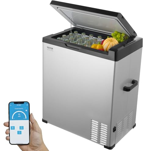 VEVOR 12 V Autokühlschrank, tragbarer 70 L Einzelzonen-Gefrierschrank, einstellbarer Bereich von -20~20 ℃, 12/24 V DC / 100-240 V AC-Kompressorkühler für Outdoor, Camping, Wohnmobil