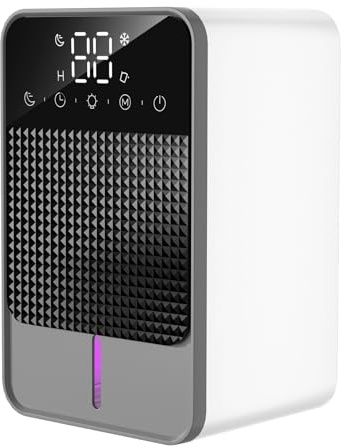 Irishom Liten avfuktare med digital pekskärm, automatisk avfrostningsfunktion, 2 avfuktningsnivåer, 6 tidsinställningar, full påminnelse, färgglatt nattljus, avtagbar 1 200 ml