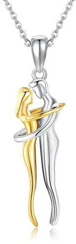 Coppia di collane in argento Sterling 925 URONE, gioielli per San Valentino e anniversario per donne, mogli, amanti, per lei e per lui, Argento sterling, Nessuna pietra preziosa