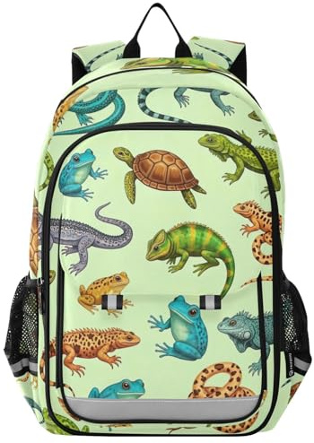 RPLIFE Joli sac à dos lézards pour enfants, 43,2 cm, pour école primaire, voyage, 6 à 12 ans