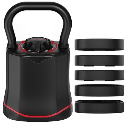 HXD-ERGO Adjustable Kettlebell, 6-in-1 Quick-Switch Kettlebell Sets (6.5-40 LBS) with Two-Way Rotation, Space Saving Kettlebells Adjustable Weight for Full Body Workouts at Home Gym (Black（6.5-40LBS）)