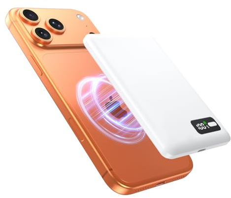 Powerbank Power Bank for MagSafe Slim Thin 5000 mAh 15 W Max trådlös laddning Qi2 digital display smal snabbladdande fickstorlek magnetisk PD bärbar typ-C för iPhone 17/16/15/14/13/12-serien
